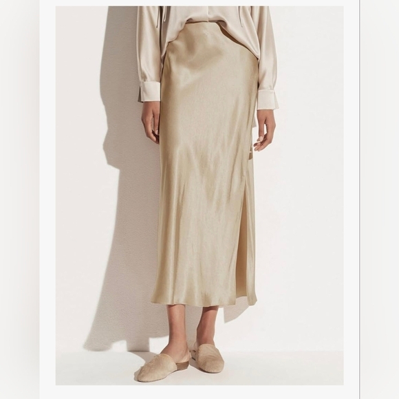 Satin High Waisted Side Split Maxi Skirt #984 - Picture 5 of 13